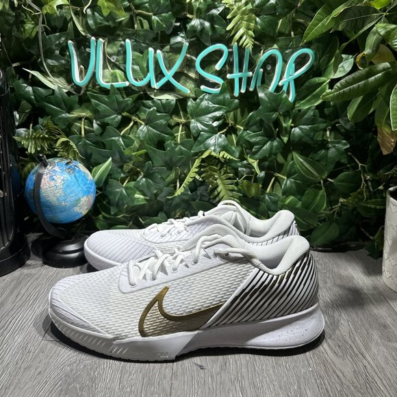 Nike Zoom Vapor Pro 2 Wimbledon Tennis Shoes Size 13 Mens White Metallic Gold main image 6